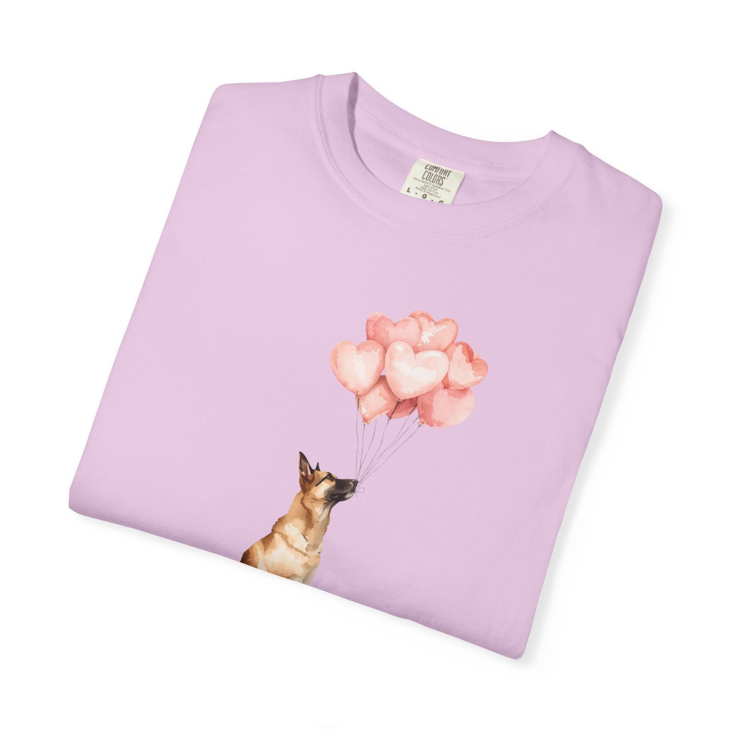Belgian Malinois with Heart Balloons Comfort Colors Tee