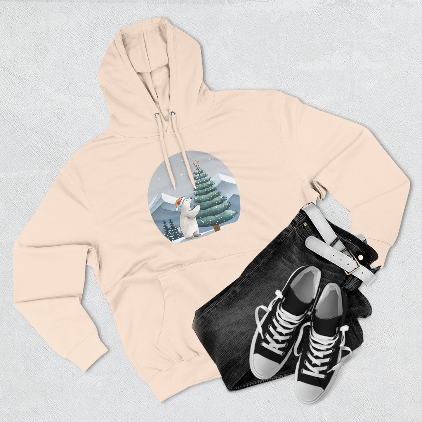 Cozy Polar Bear Christmas Tree Hoodie