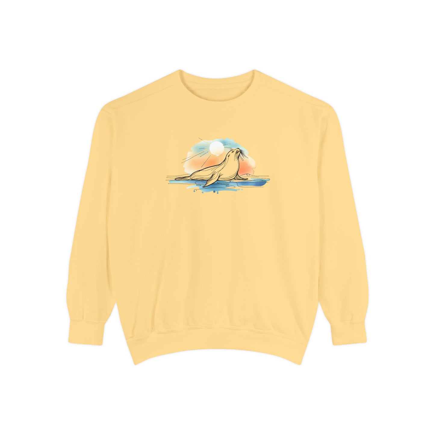 The Sunrise Seeker Watercolor Sea Lion Sweatshirt | Shoreline  Den