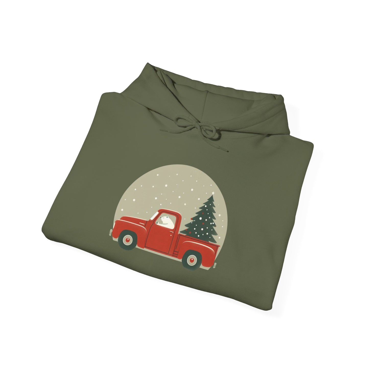 Snow Globe Delivery, Polar Bear Christmas Truck Design Heavyweight Hoodie