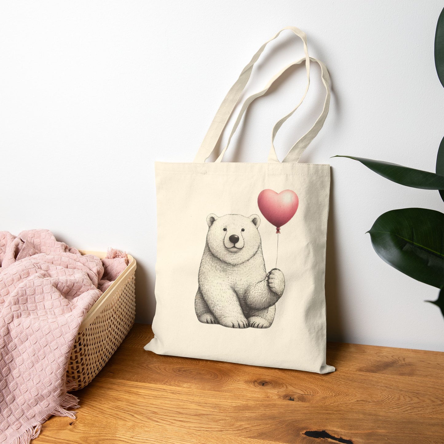 Sketch Bear Balloon Tote Bag