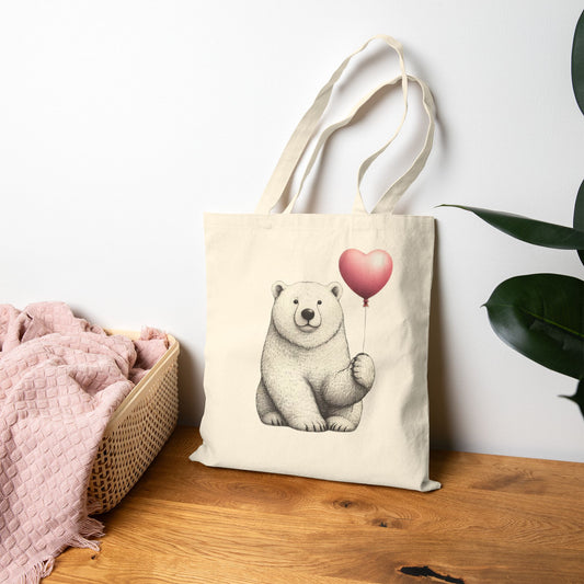 Sketch Polar Bear Balloon Tote Bag