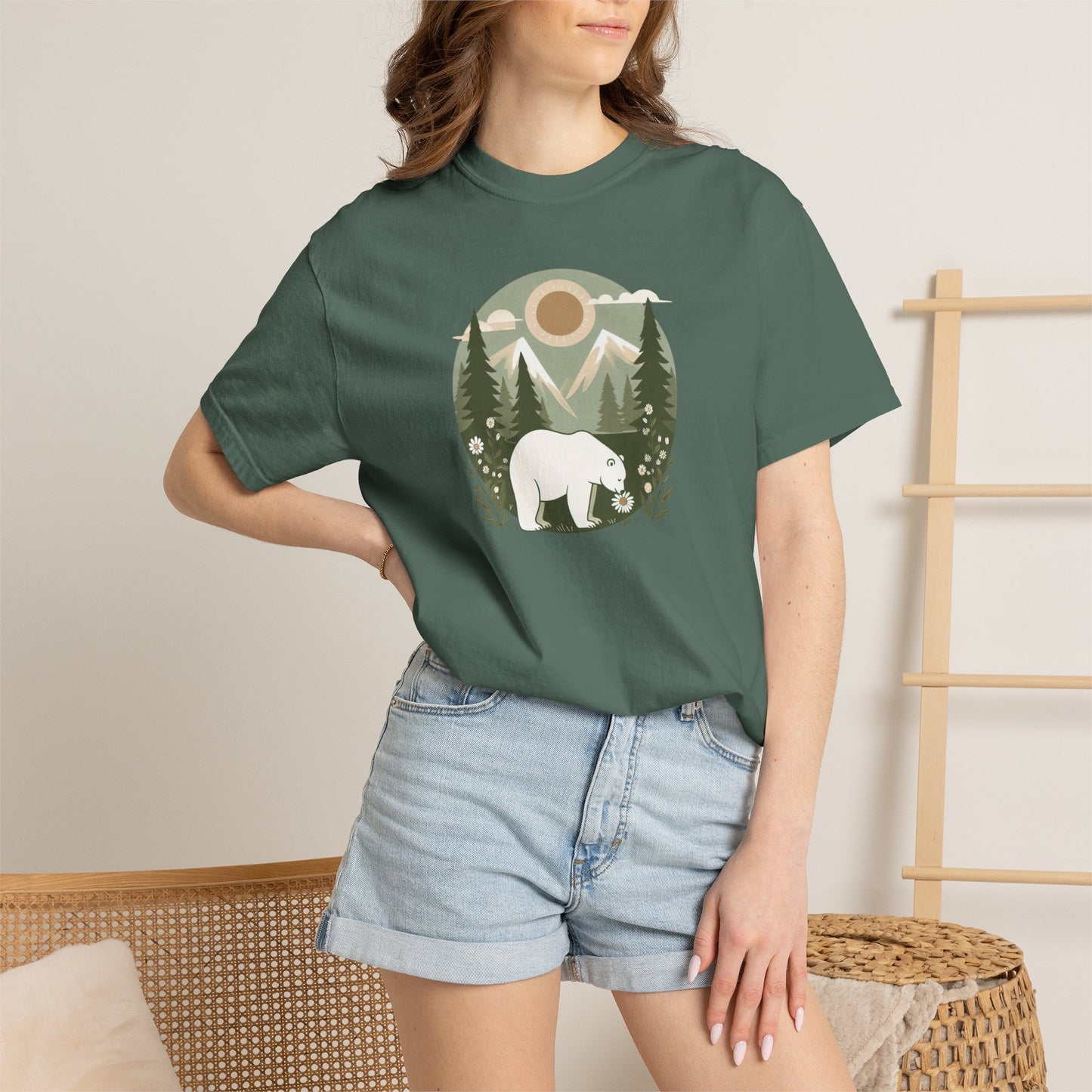 Polar Bear Evergreen Comfort Colors Tee