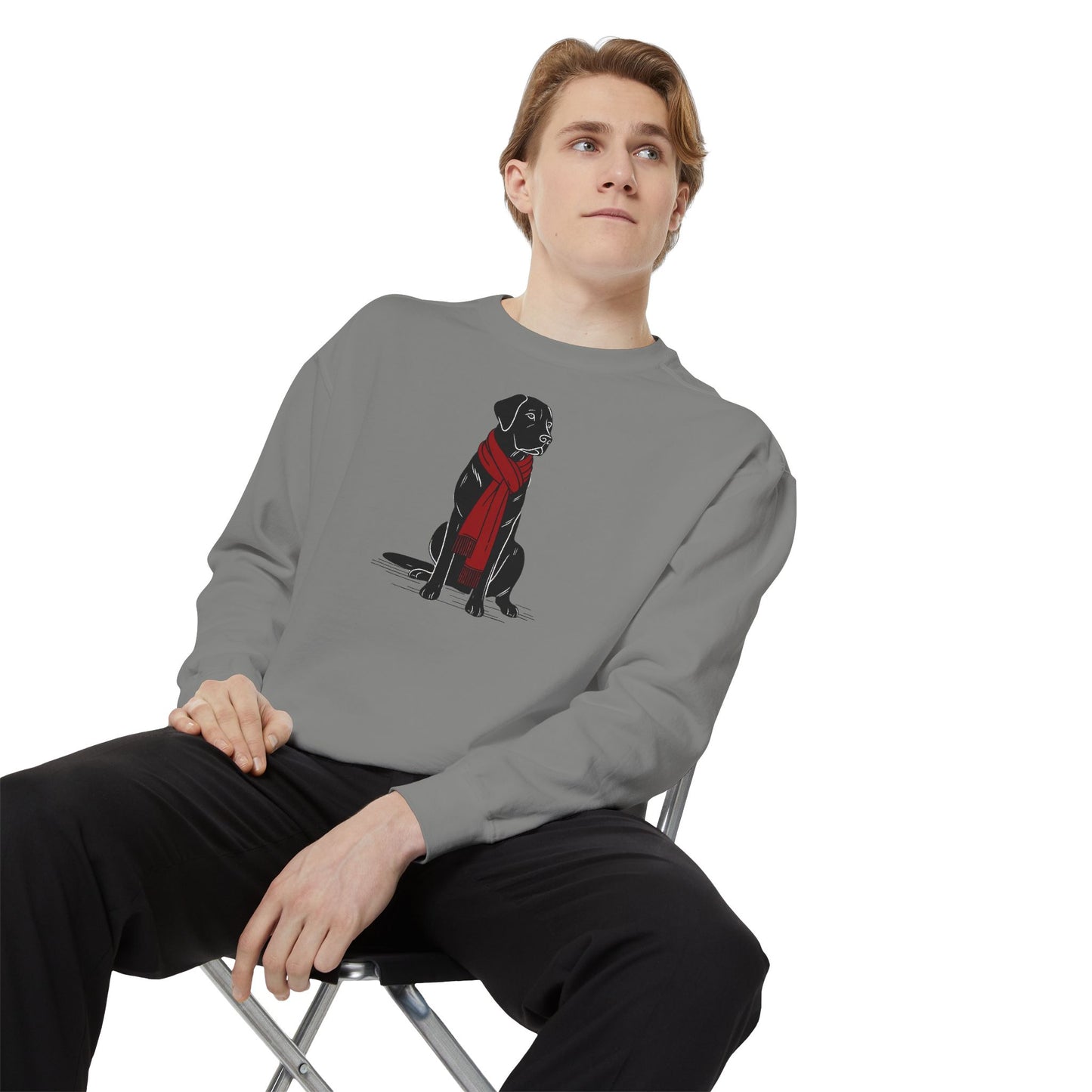 Black Lab Red Scarf Sweatshirt