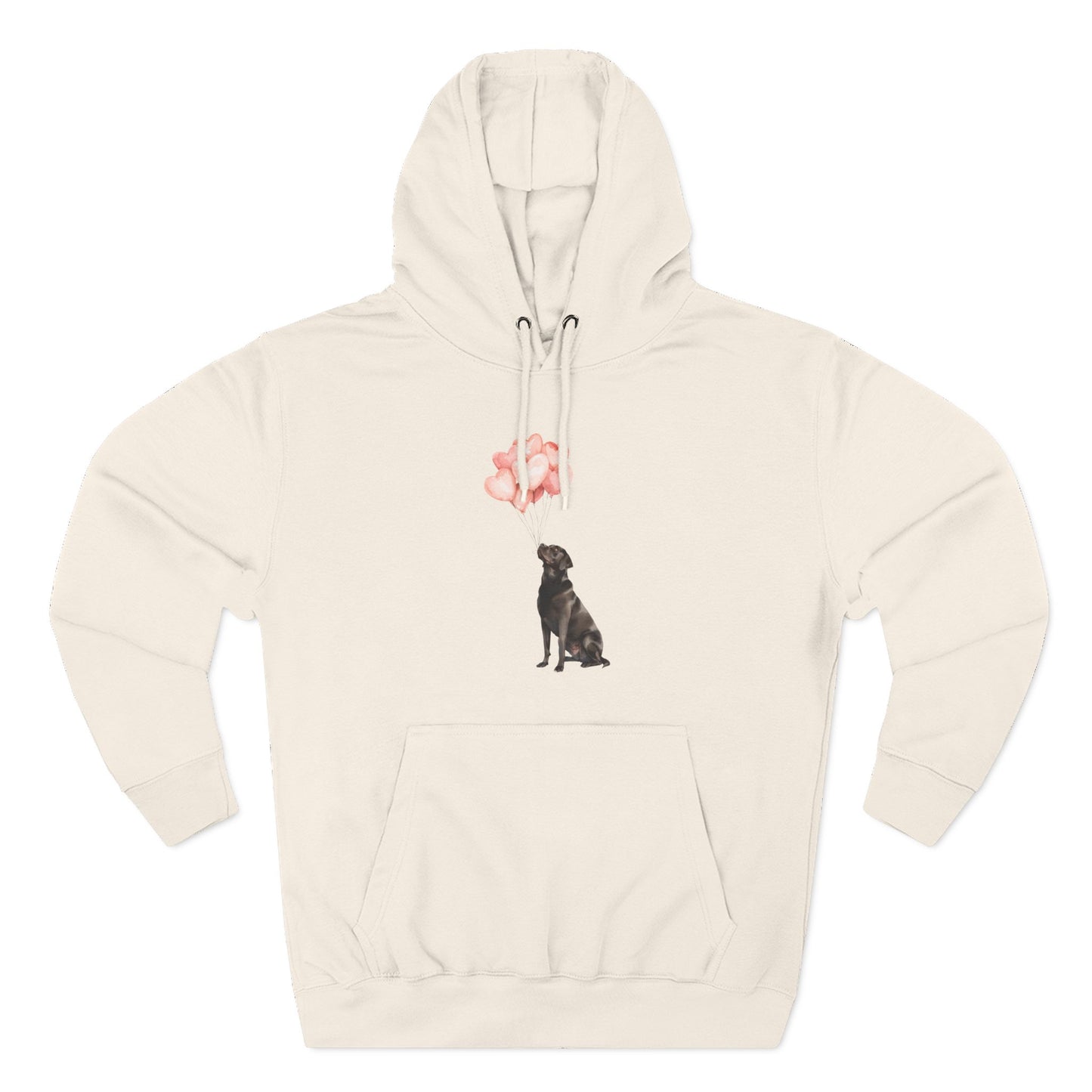 Black Labrador with Heart Balloons Hoodie
