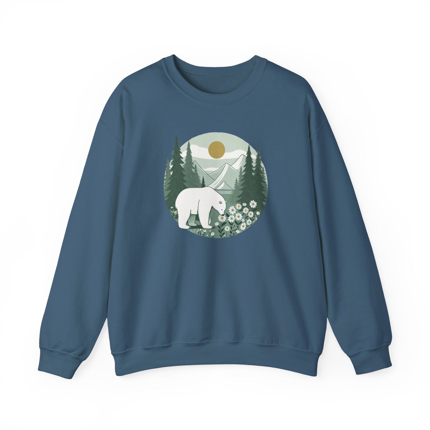 Polar Bear in the Pines Sweatshirt | Cozy Nature-Inspired Crewneck