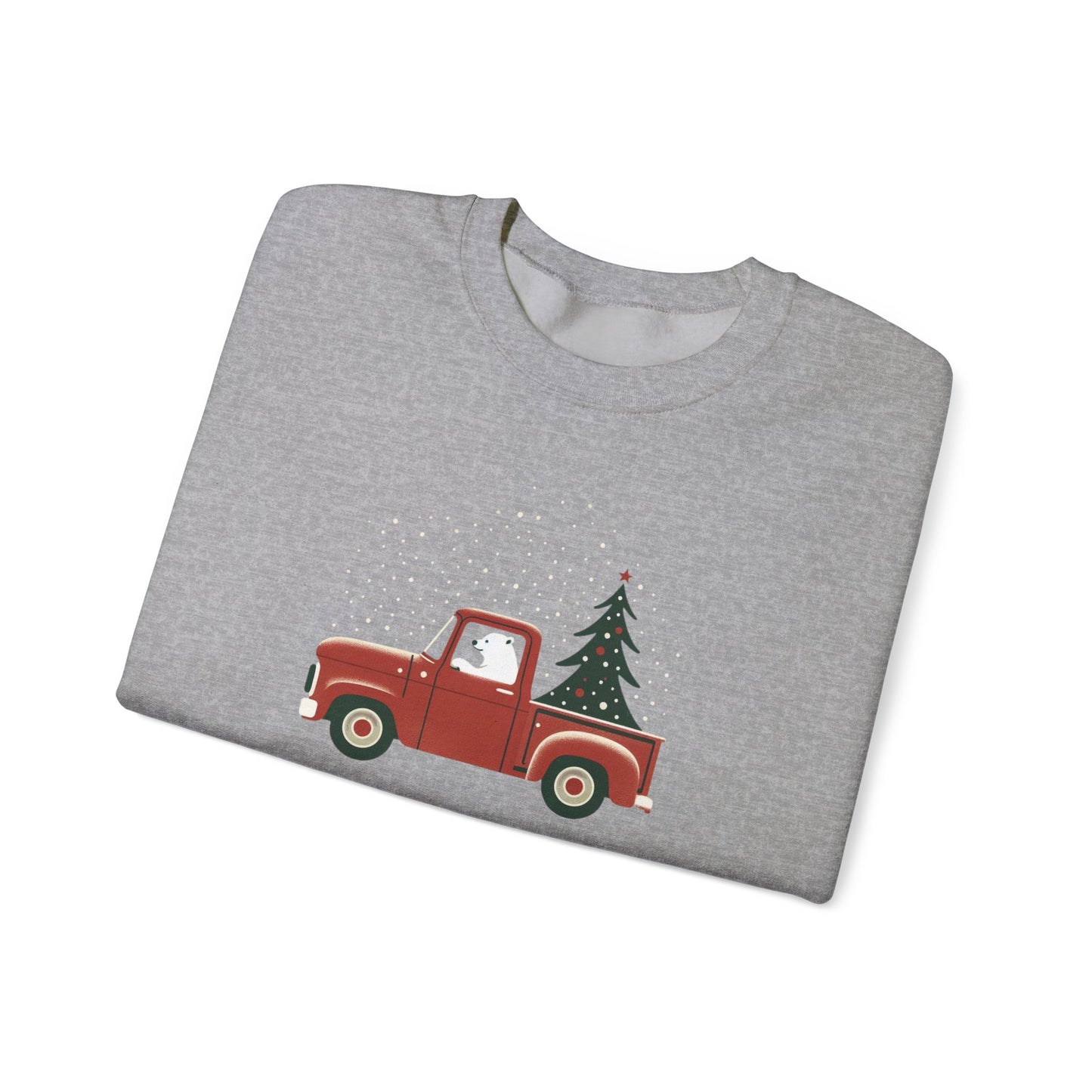 Polar Bear Holiday Haul, Vintage Red Christmas Truck Sweatshirt