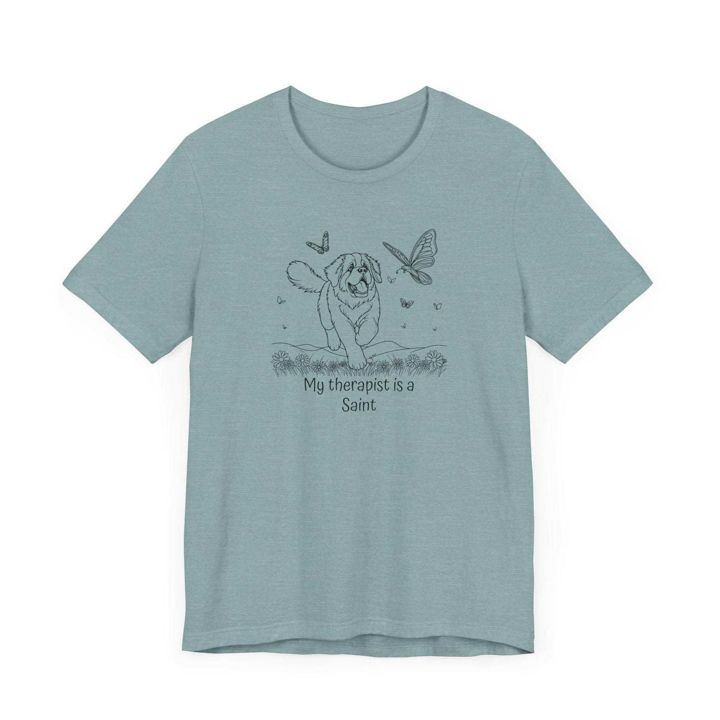 Cute Saint Bernard Dog Therapy T-Shirt - "My therapist is a Saint"