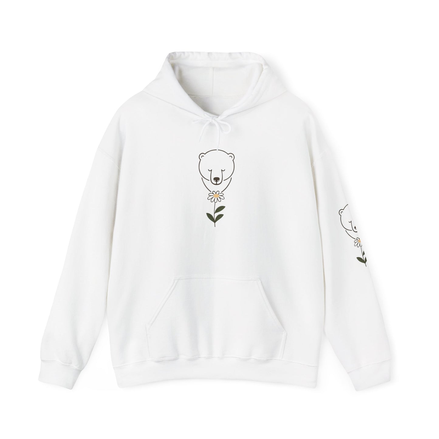 Minimalist Polar Bear & Daisy Hoodie
