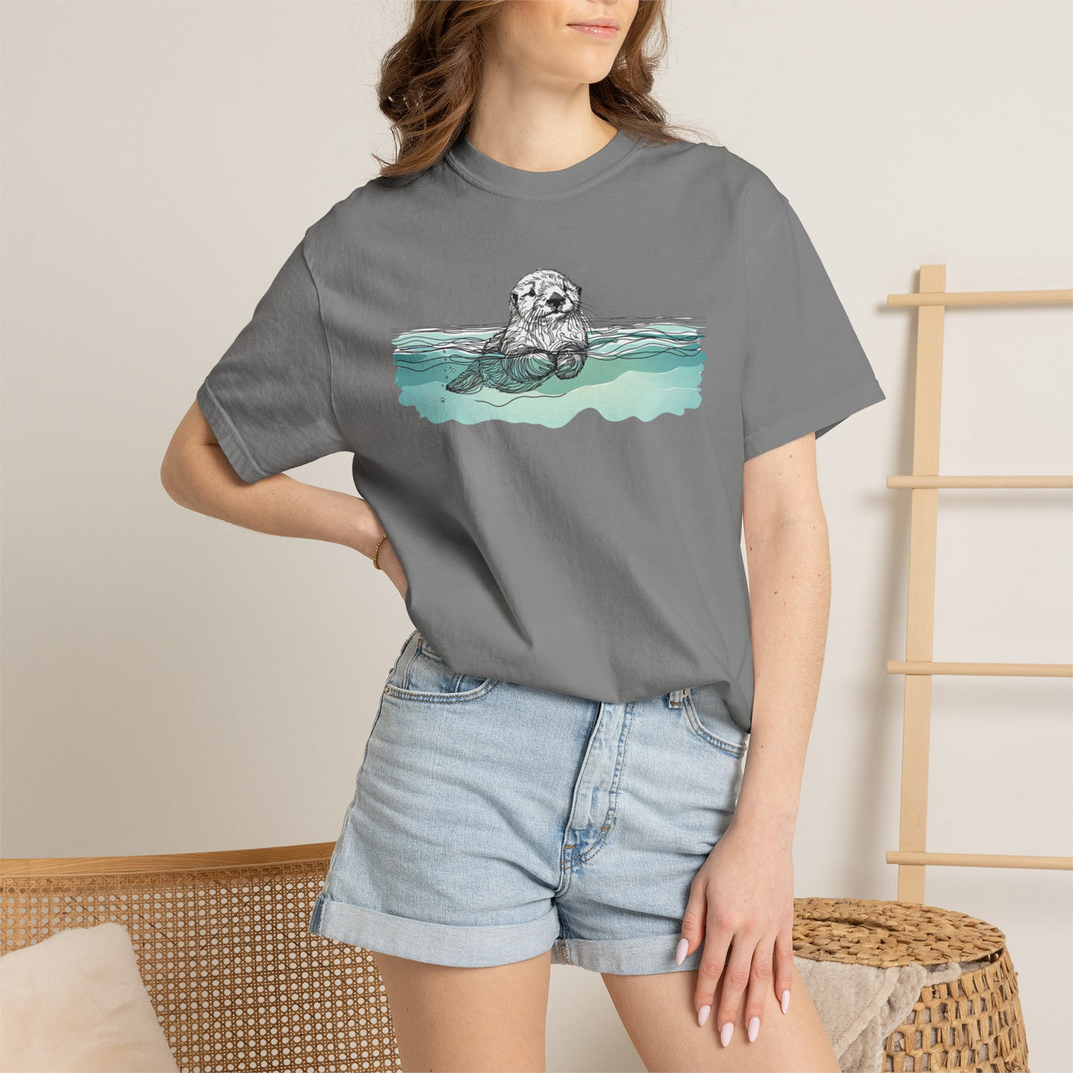 Sea Otter T-Shirt | Otter in the Water Comfort Colors Tee