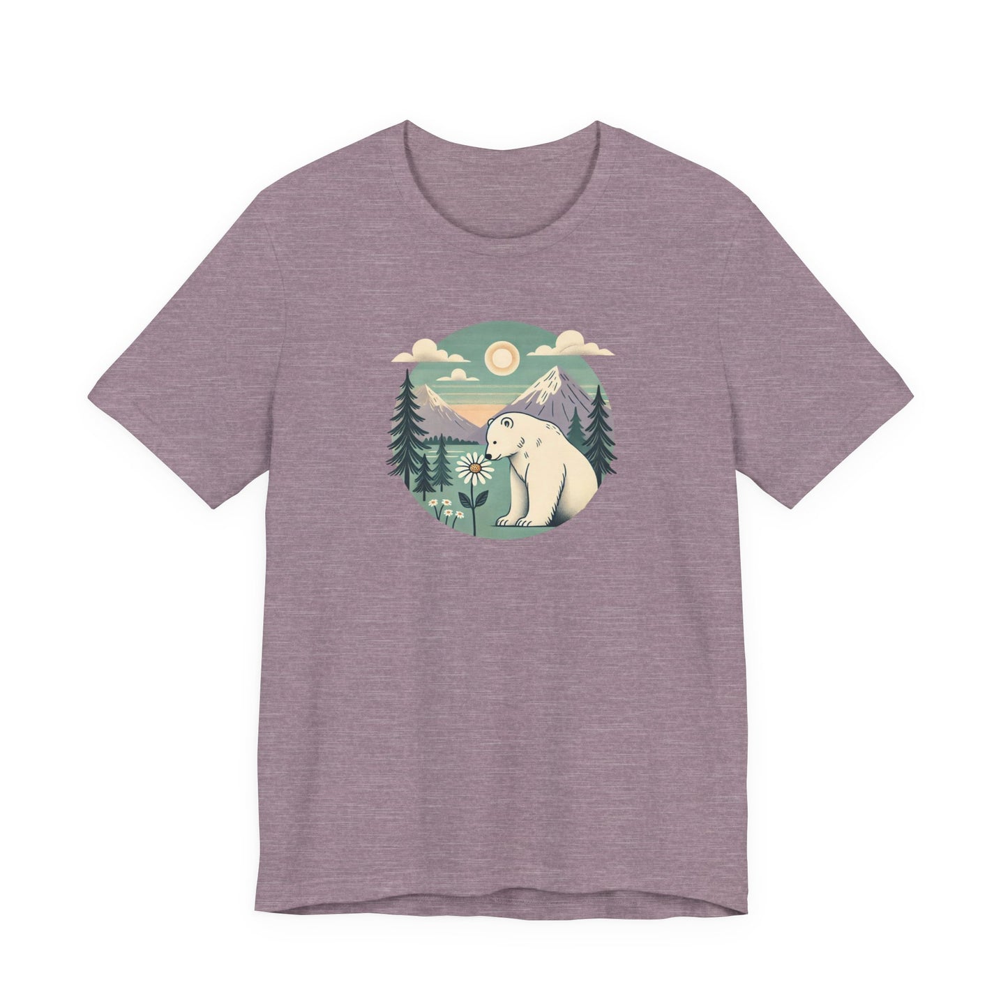Sunset Polar Bear Tee | Nature-Inspired Mountain Graphic T-Shirt