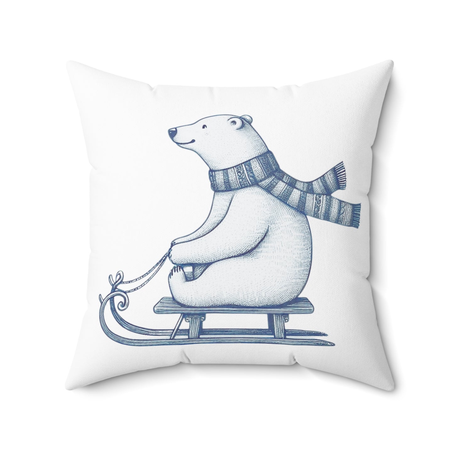 Polar Bear Sledding Pillow