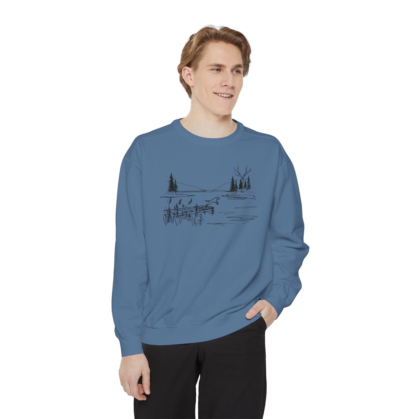 Minimalist Lake Dog Sweatshirt