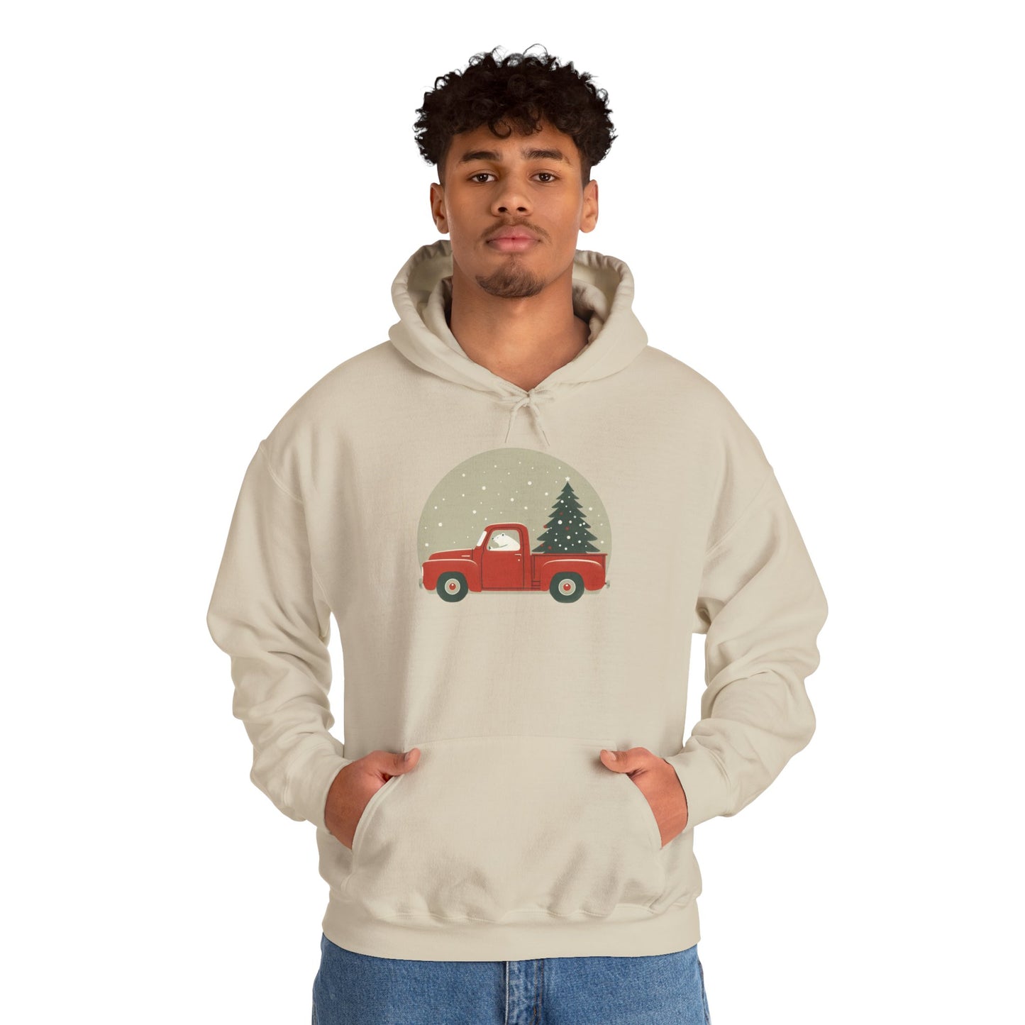 Snow Globe Delivery, Polar Bear Christmas Truck Design Heavyweight Hoodie