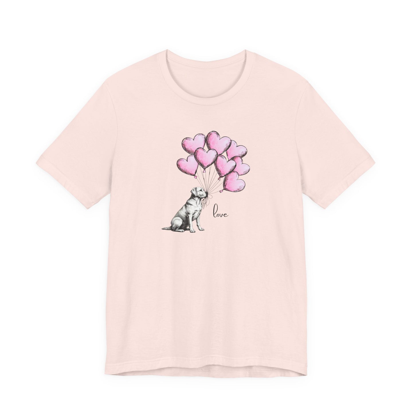 Dog Lover T-Shirt Labrador Retriever Holding Heart Balloons