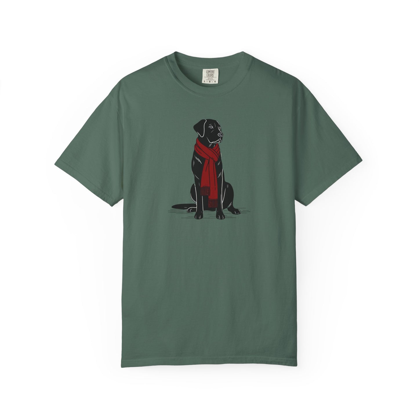 Black Lab Red Scarf Comfort Colors Tee