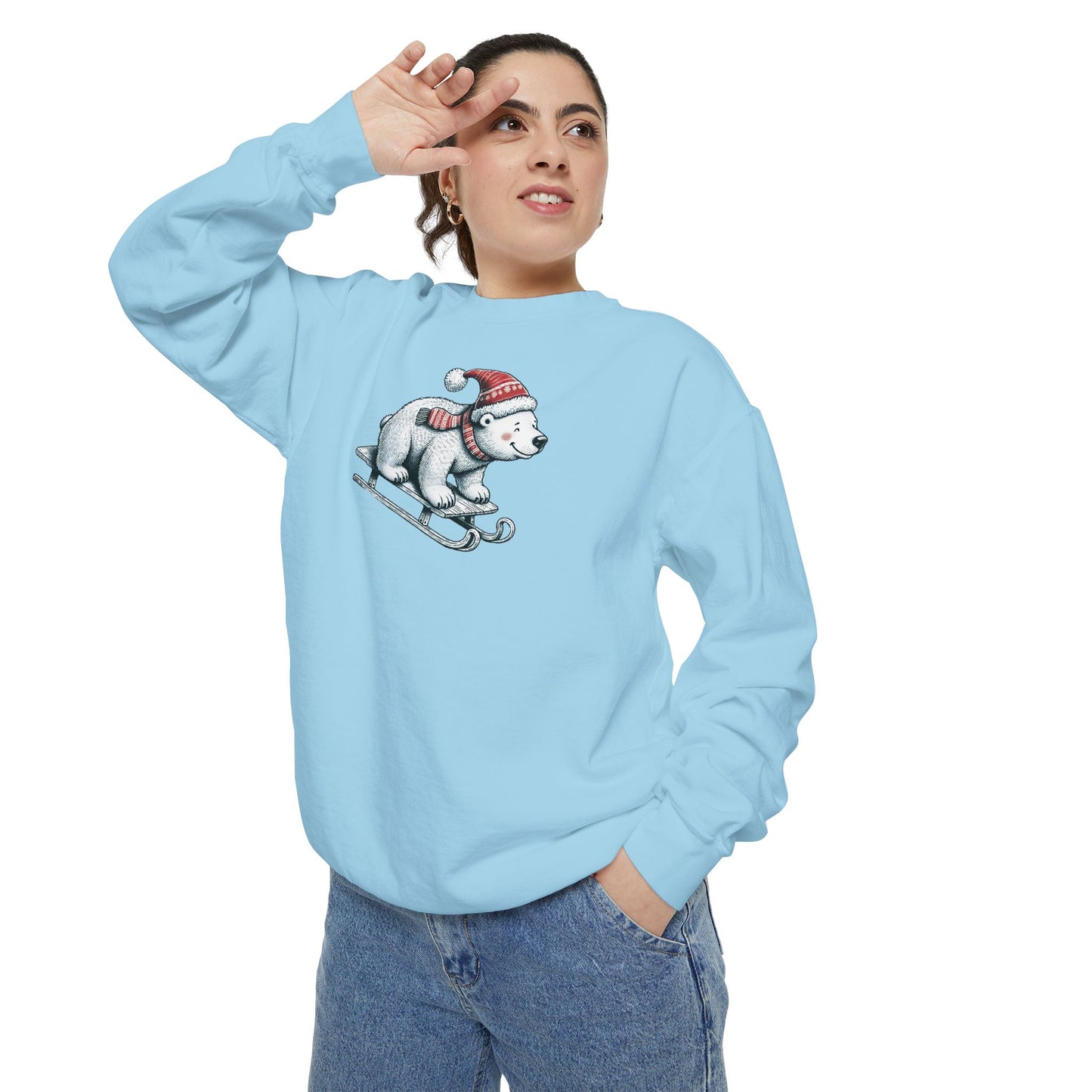 Let It Snow Polar Bear Comfort Colors Sweatshirt