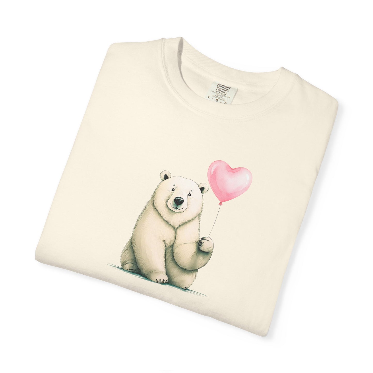 Sweetheart Polar Bear & Heart Balloon Tee | Comfort Colors® Heritage Graphic Shirt
