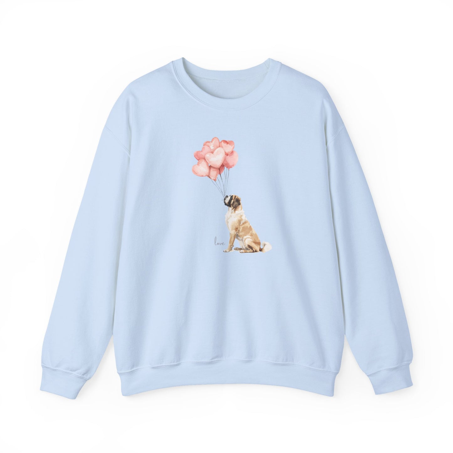 Watercolor Saint Bernard with Heart Balloons Sweatshirt