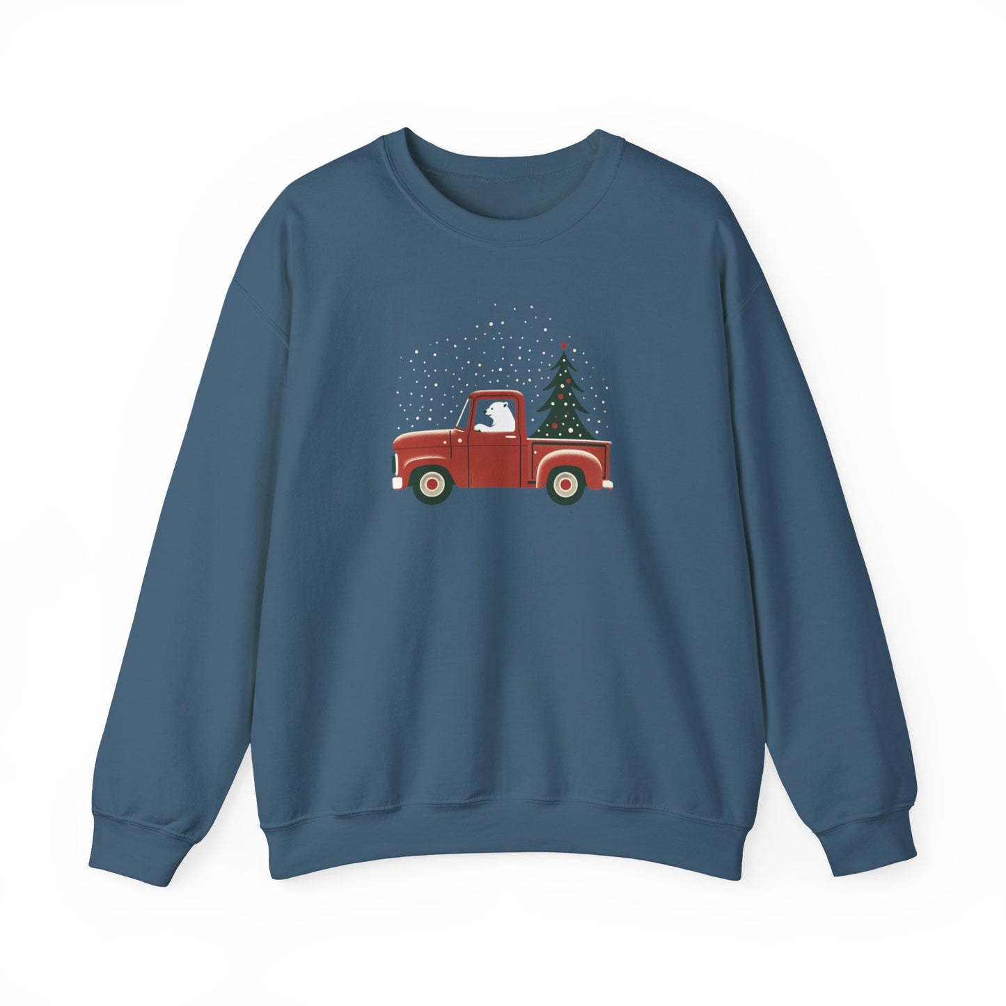 Polar Bear Holiday Haul, Vintage Red Christmas Truck Sweatshirt