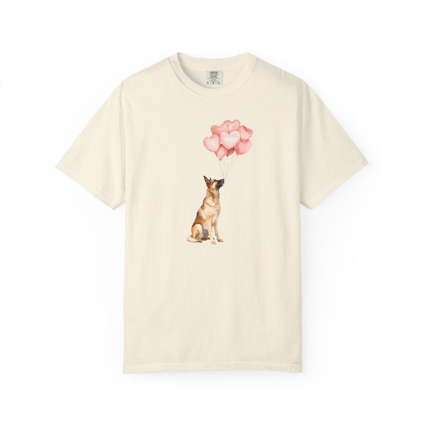 Belgian Malinois with Heart Balloons Comfort Colors Tee