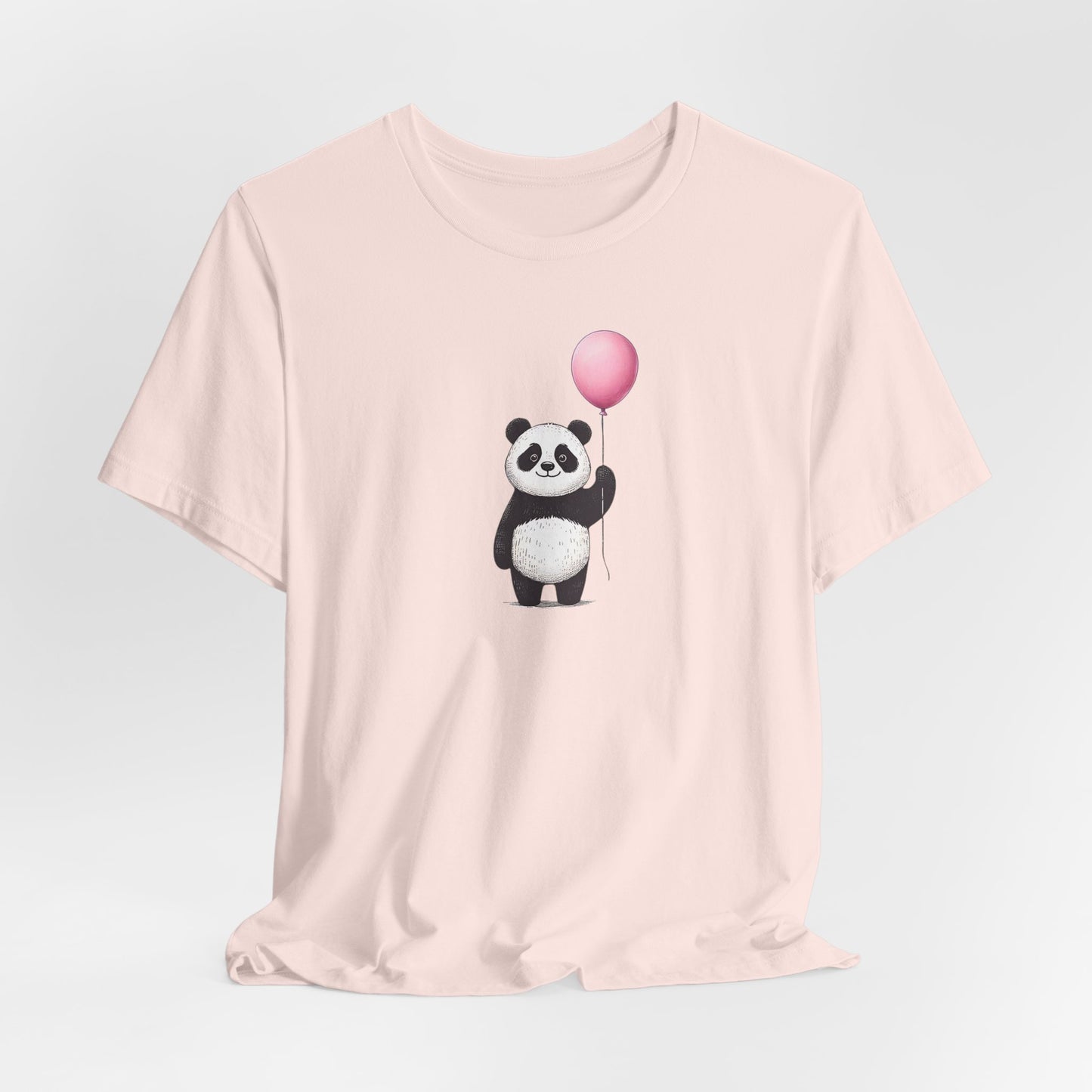 Panda with Balloon Tee | Playful Minimalist Graphic T-Shirt