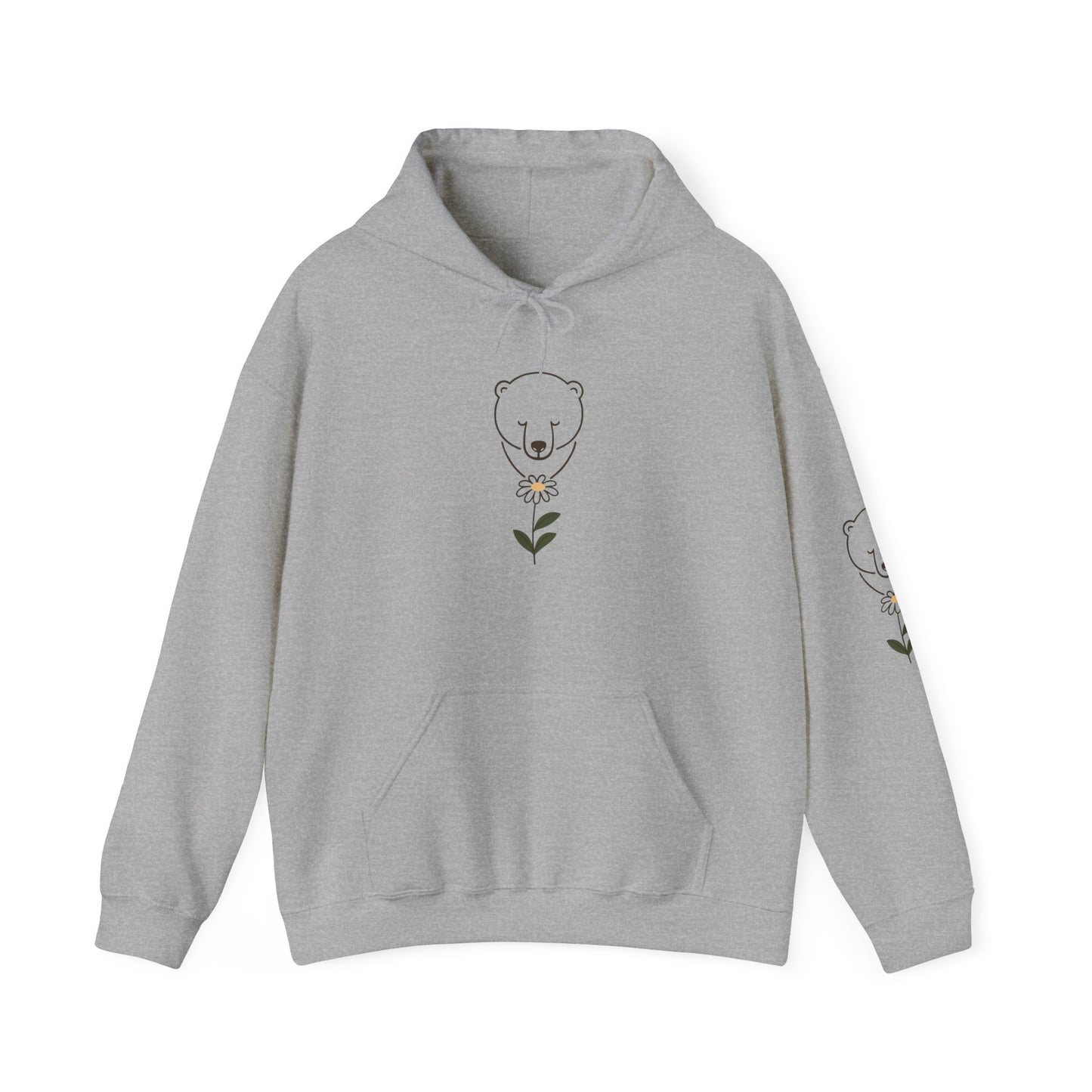 Minimalist Polar Bear & Daisy Hoodie