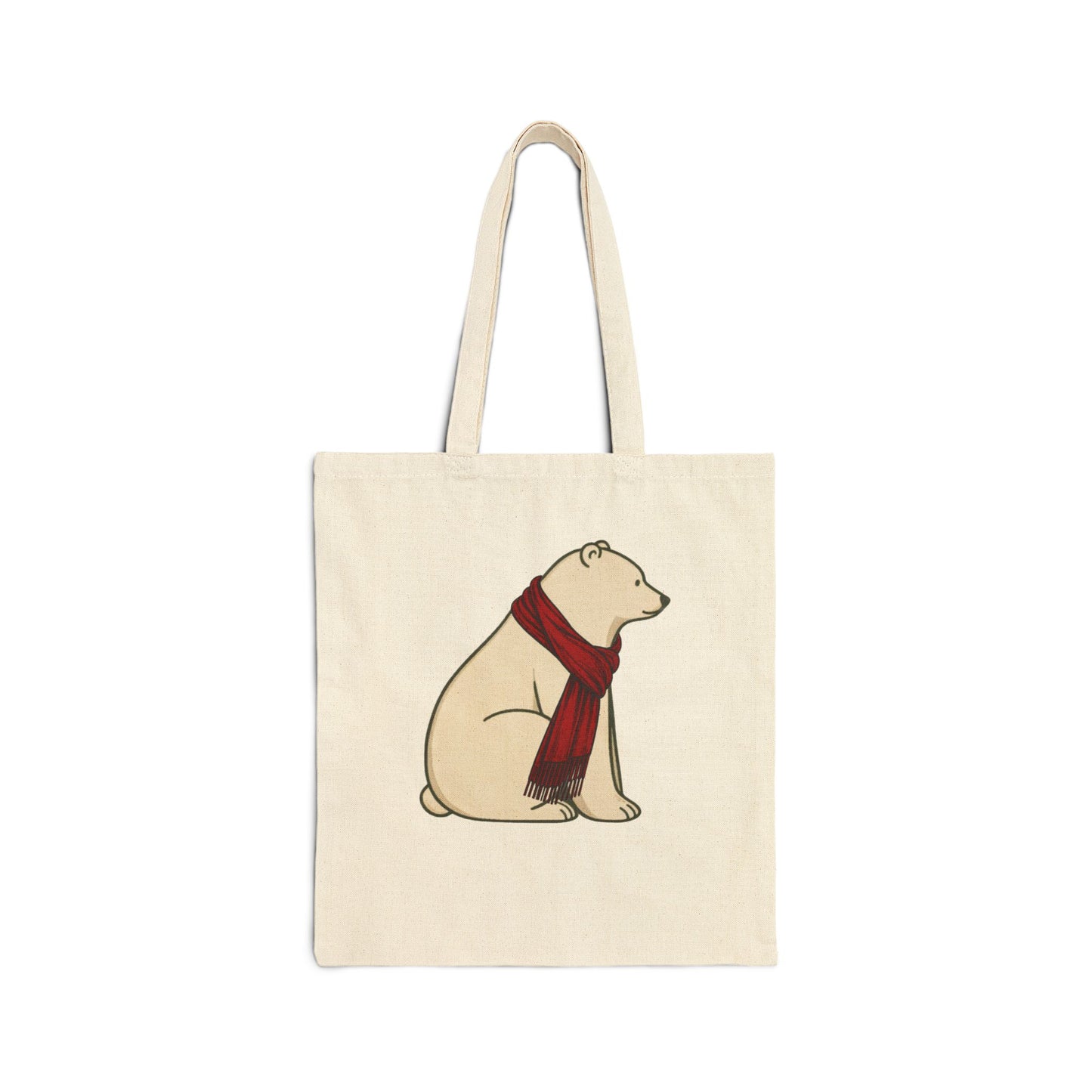 Polar Bear Red Scarf Canvas Tote Bag