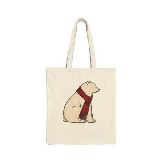 Polar Bear Red Scarf Canvas Tote Bag