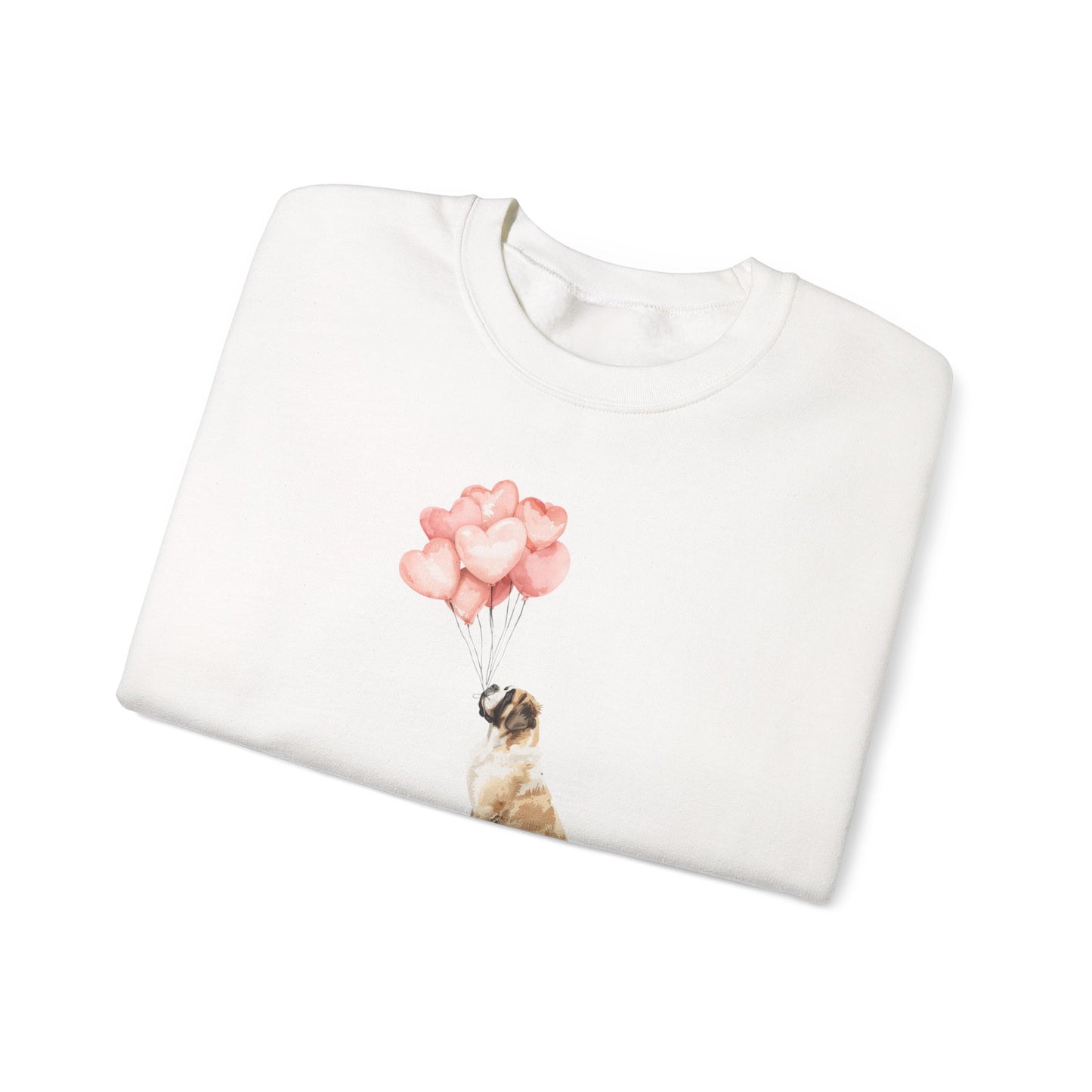 Watercolor Saint Bernard with Heart Balloons Sweatshirt