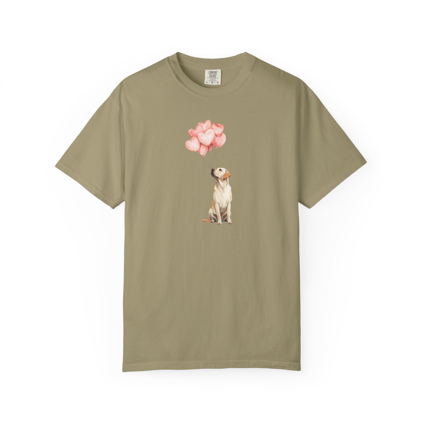 Yellow Labrador with Heart Balloons Tee