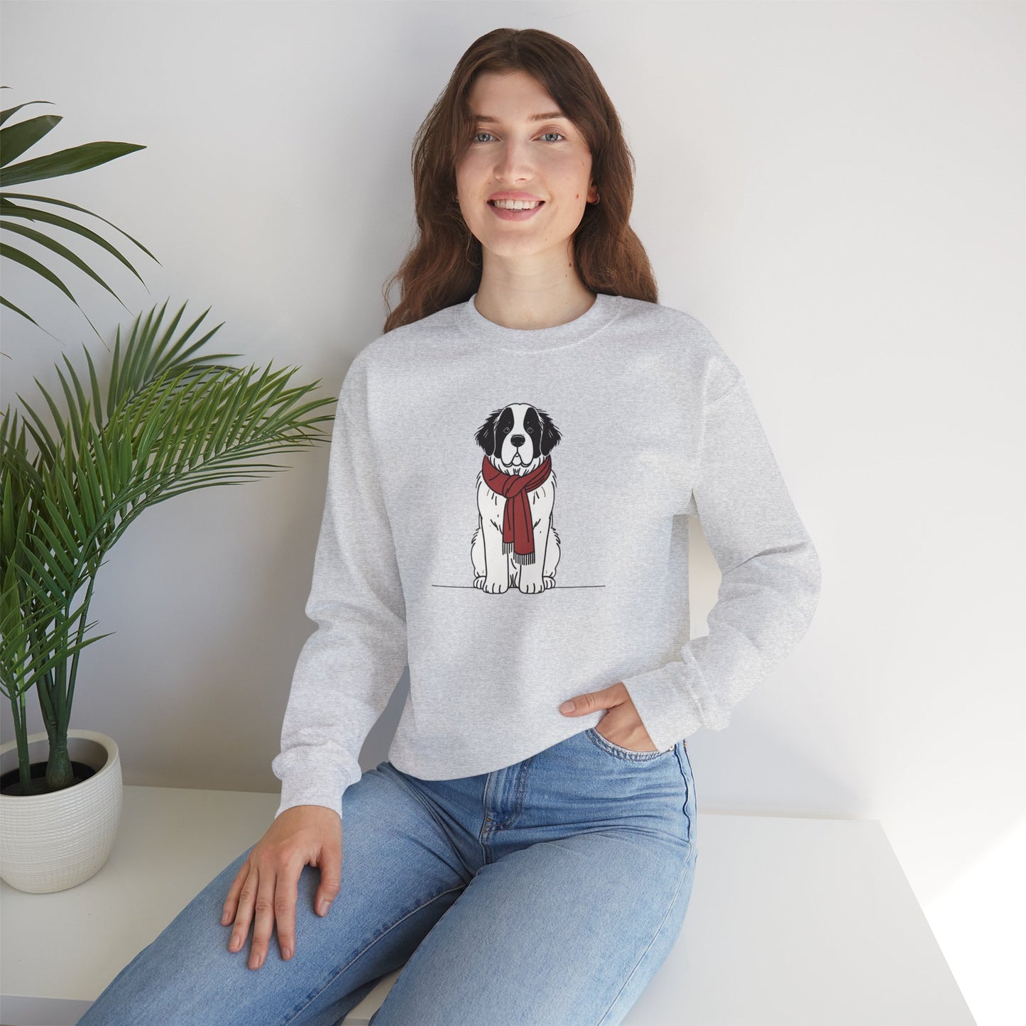 Adult Saint Bernard Scarf Premium Sweatshirt | Cozy Den Edition