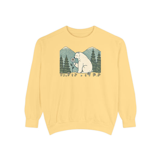 Wildflower Polar Bear Comfort Colors Sweatshirt