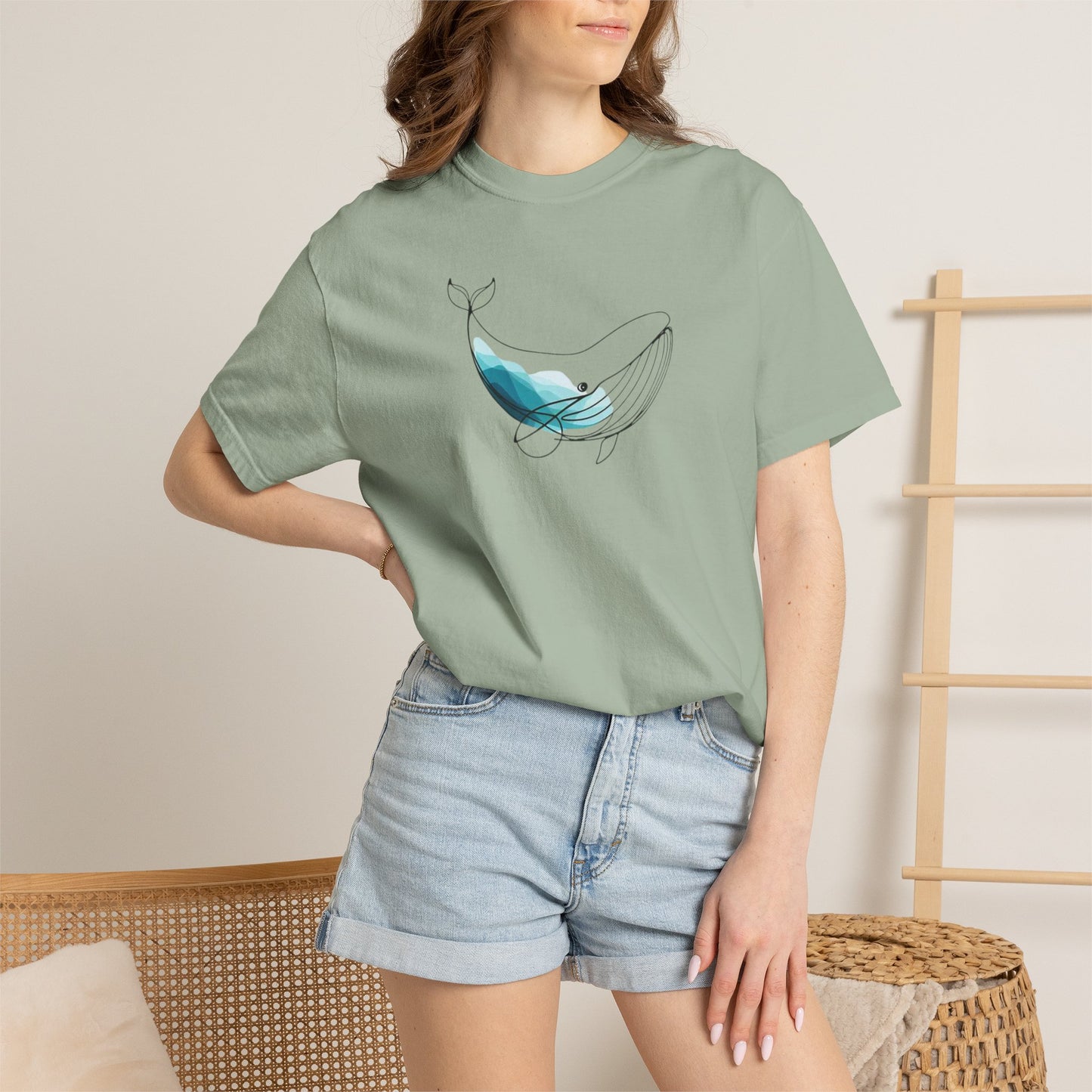 Minimalist Whale Comfort Colors Tee