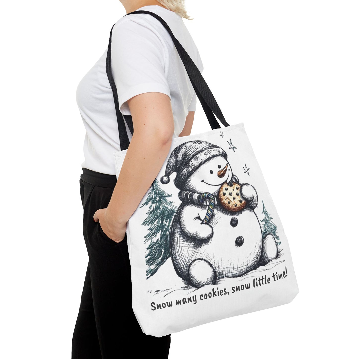 Snowman Cookie Tote Bag — Holiday Winter Market Grocery Shopper