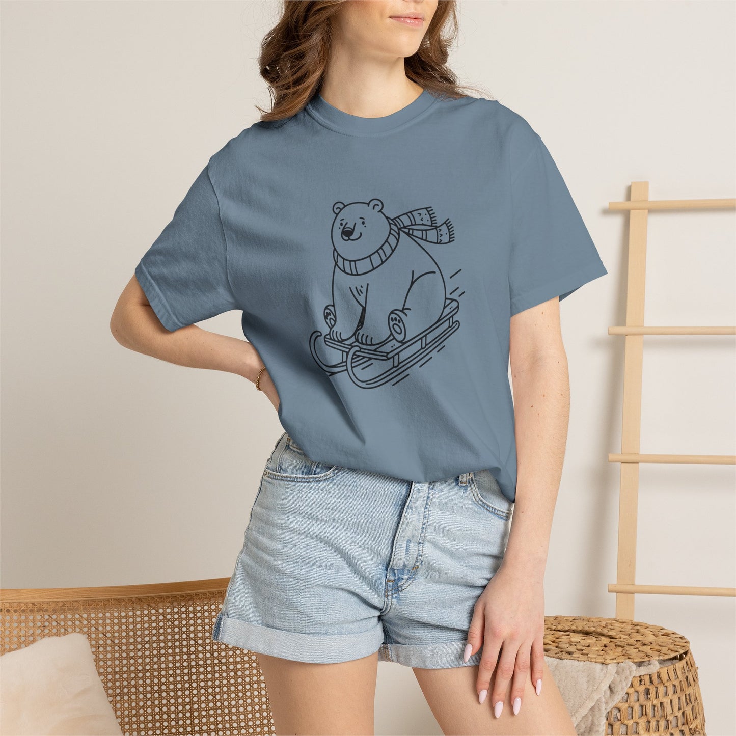 Polar Bear Sledding Comfort Colors Tee