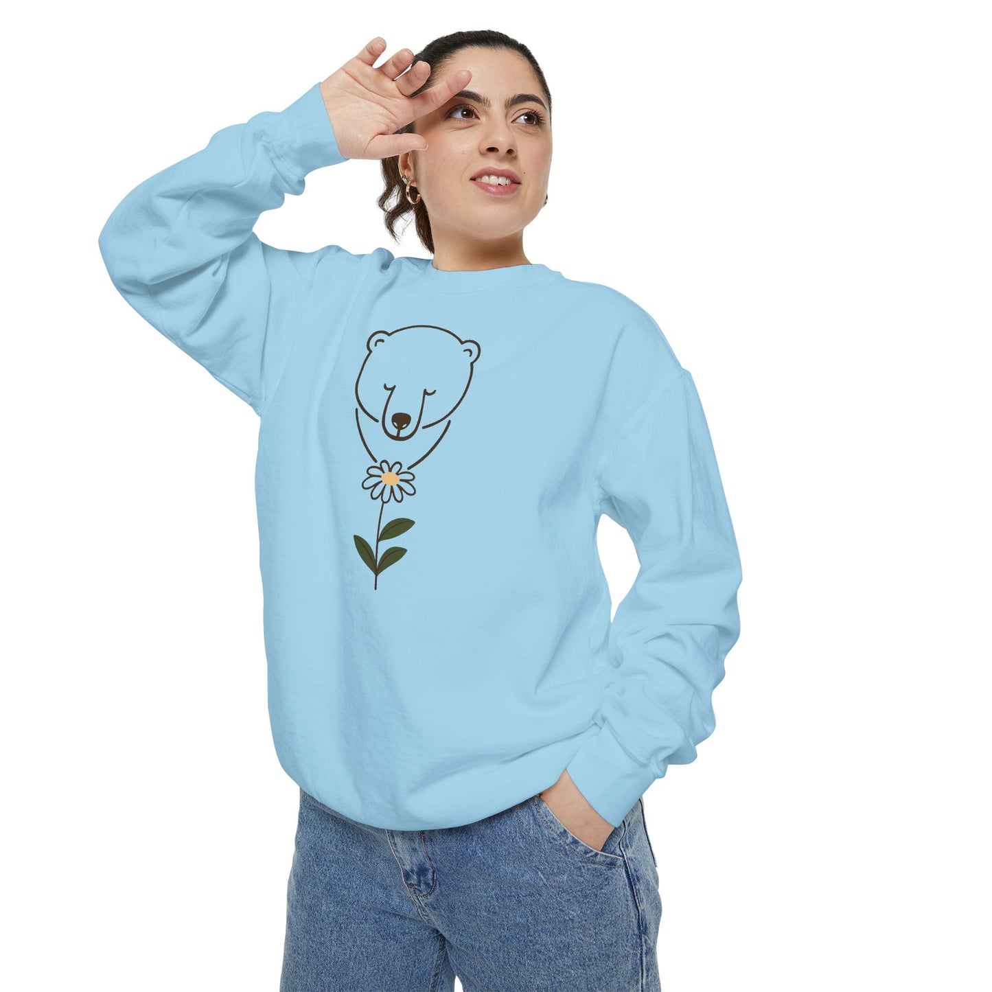 Polar Bear Daisy Comfort Colors Sweatshirt