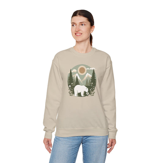 Embrace Nature’s Beauty Polar Bear Sweatshirt | Cozy Mountain Wildlife Pullover