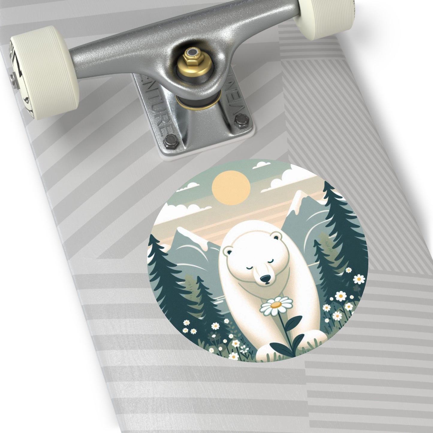 Vinyl Stickers - Nature-Inspired Polar Bear Floral Adventure Decor.
