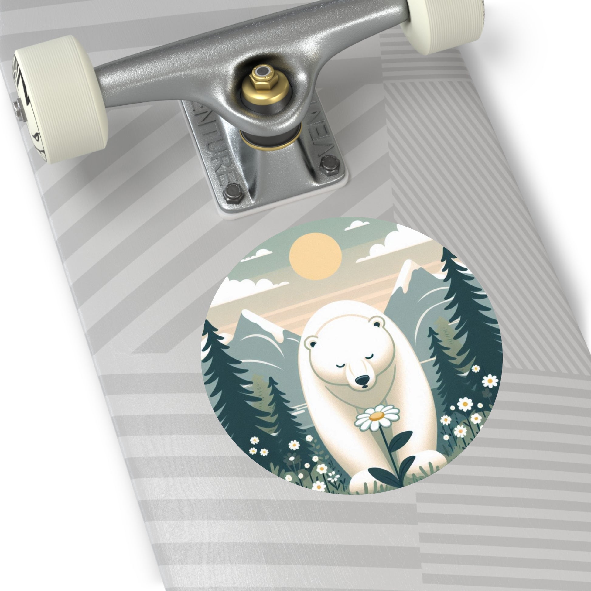 Vinyl Stickers - Nature-Inspired Polar Bear Floral Adventure Decor.