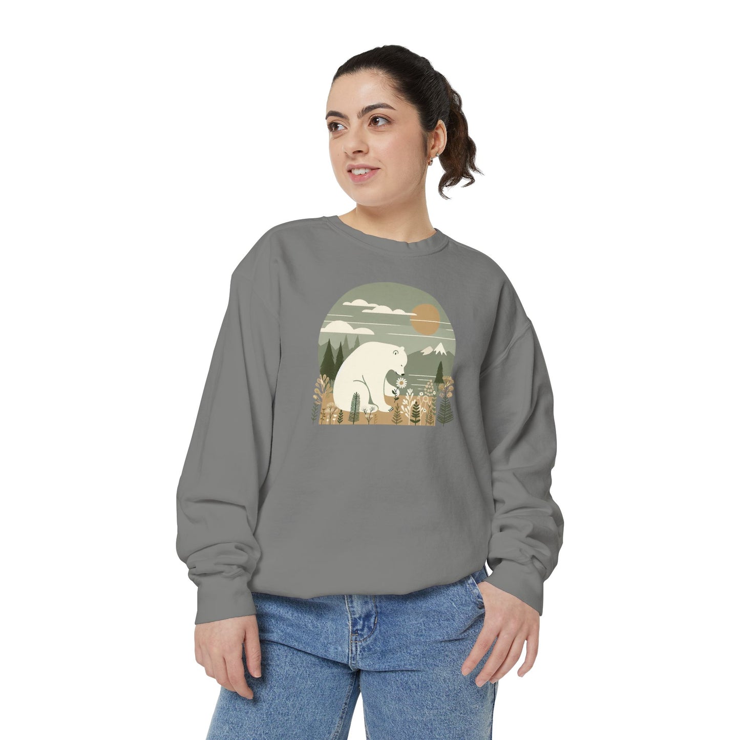 Polar Bear Wildflower Meadow Sweatshirt