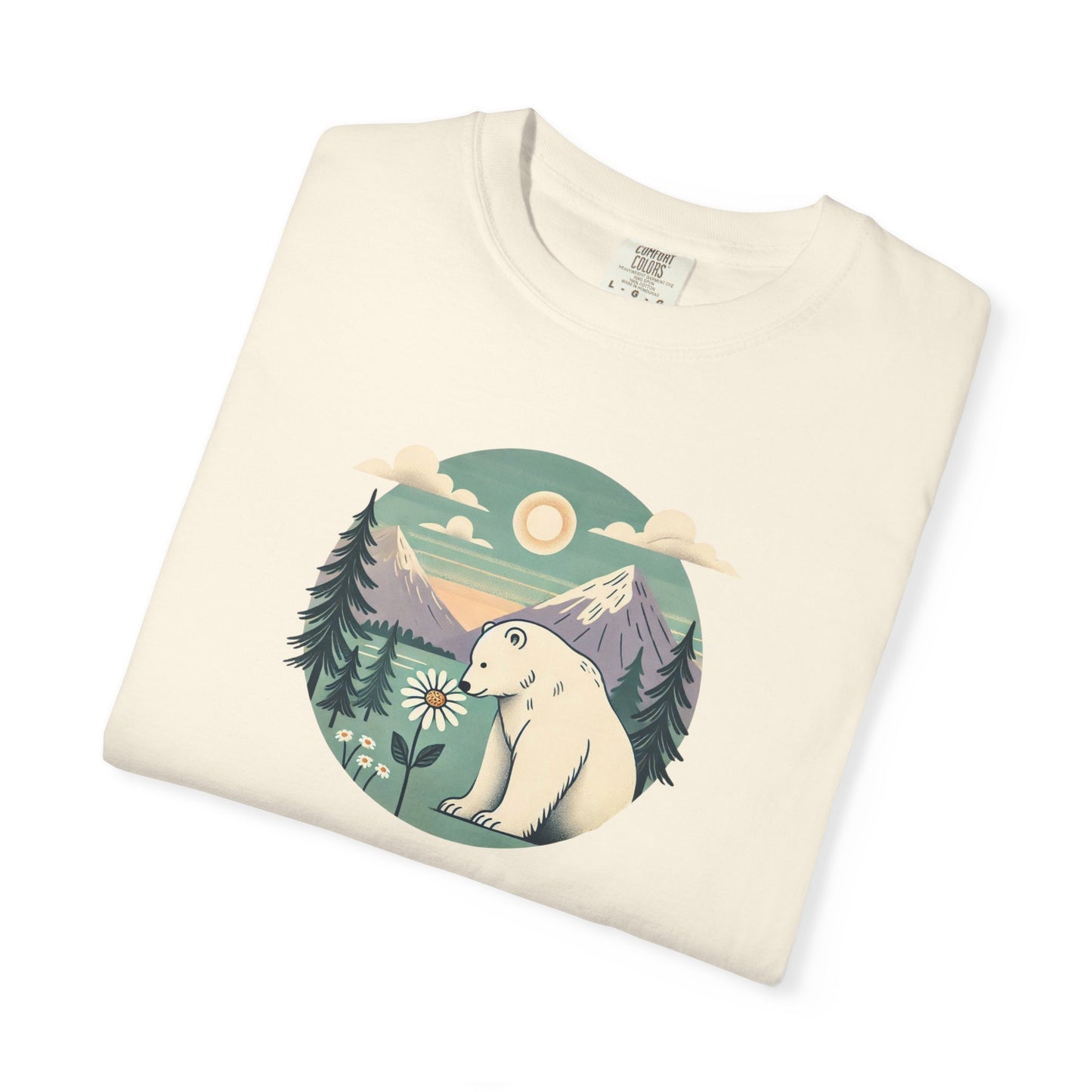 Polar Bear Daisy Mountain Comfort Colors Tee