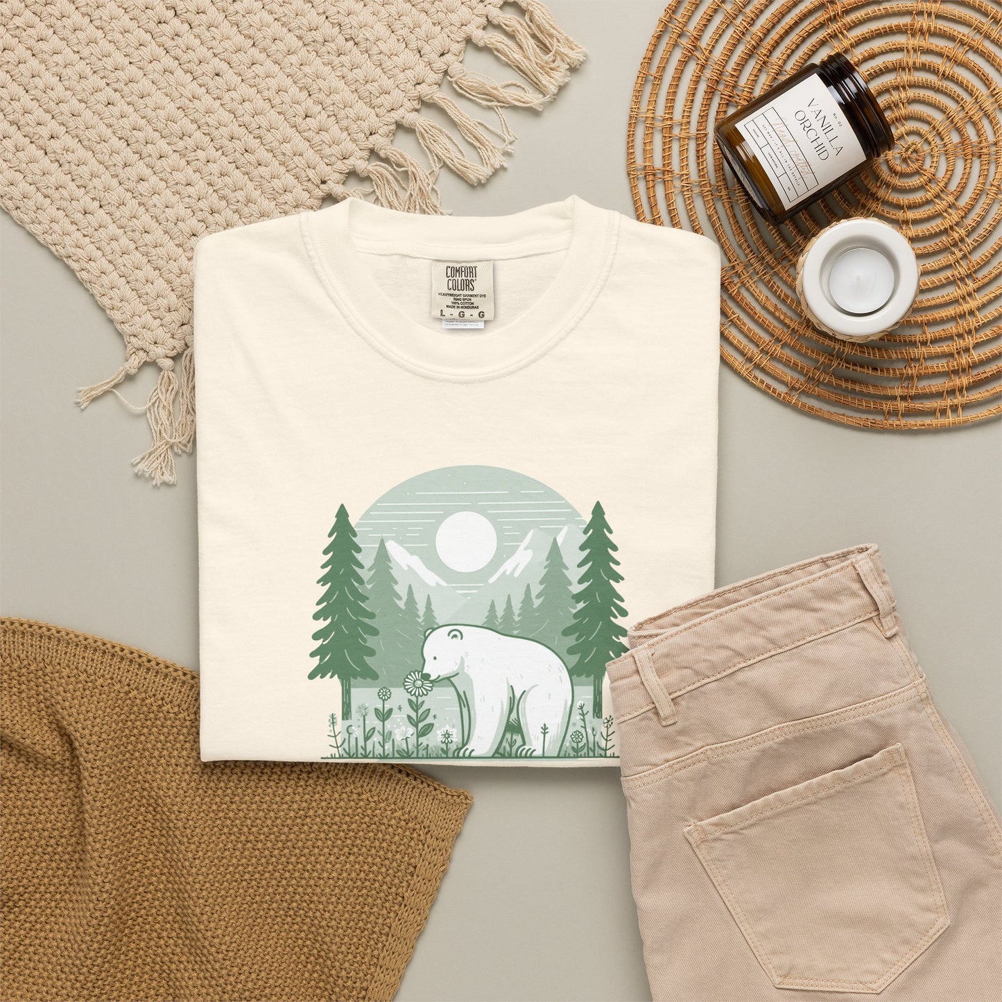 Polar Bear Forest Bloom Comfort Colors Tee