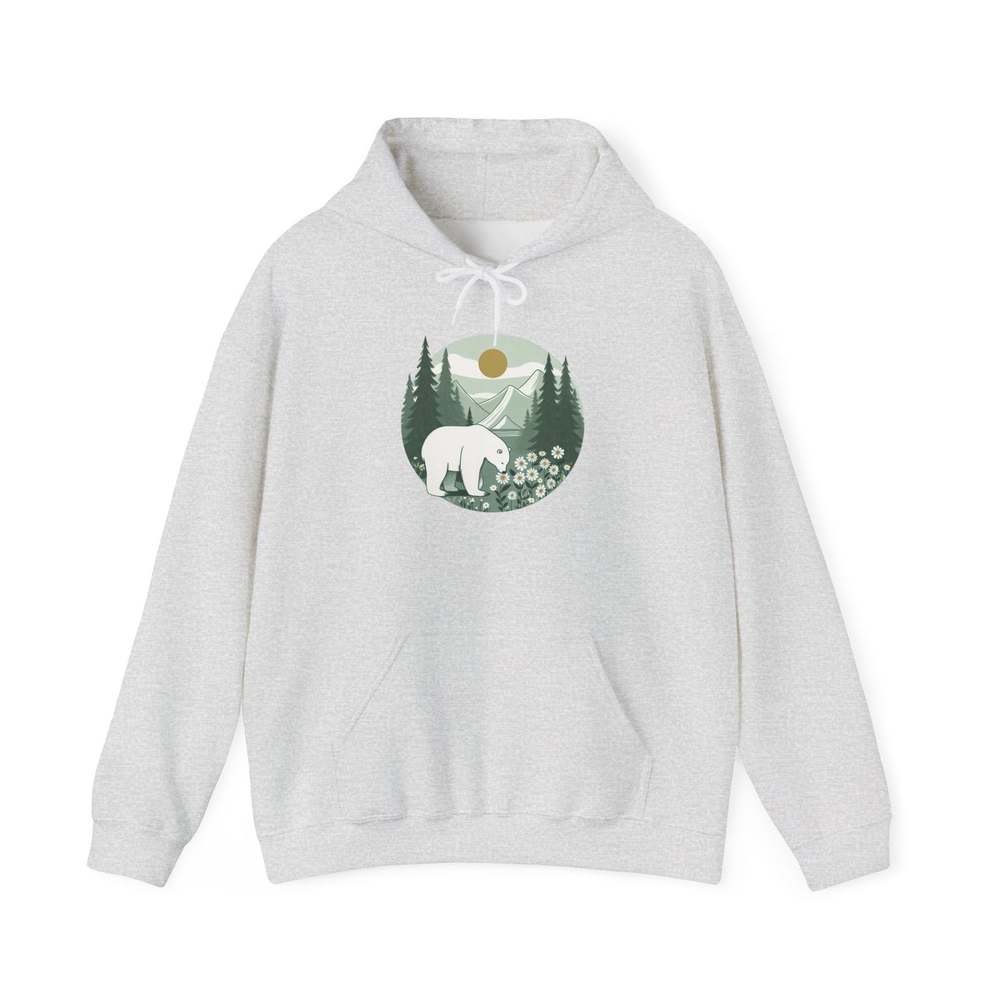 Polar Bear in the Pines Hoodie | Nature-Inspired Sweatshirt