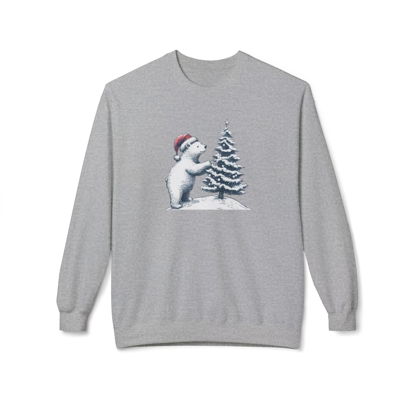 Vintage Polar Bear Christmas Midweight Sweatshirt, Cozy Winter Holiday Sweater