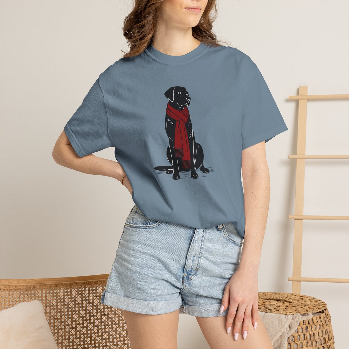 Black Lab Red Scarf Comfort Colors Tee