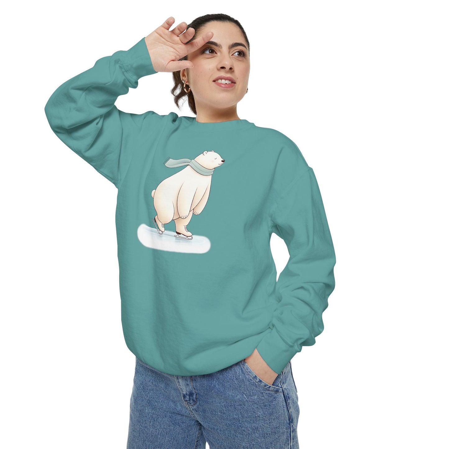 Ice Skating Polar Bear Comfort Colors Sweatshirt