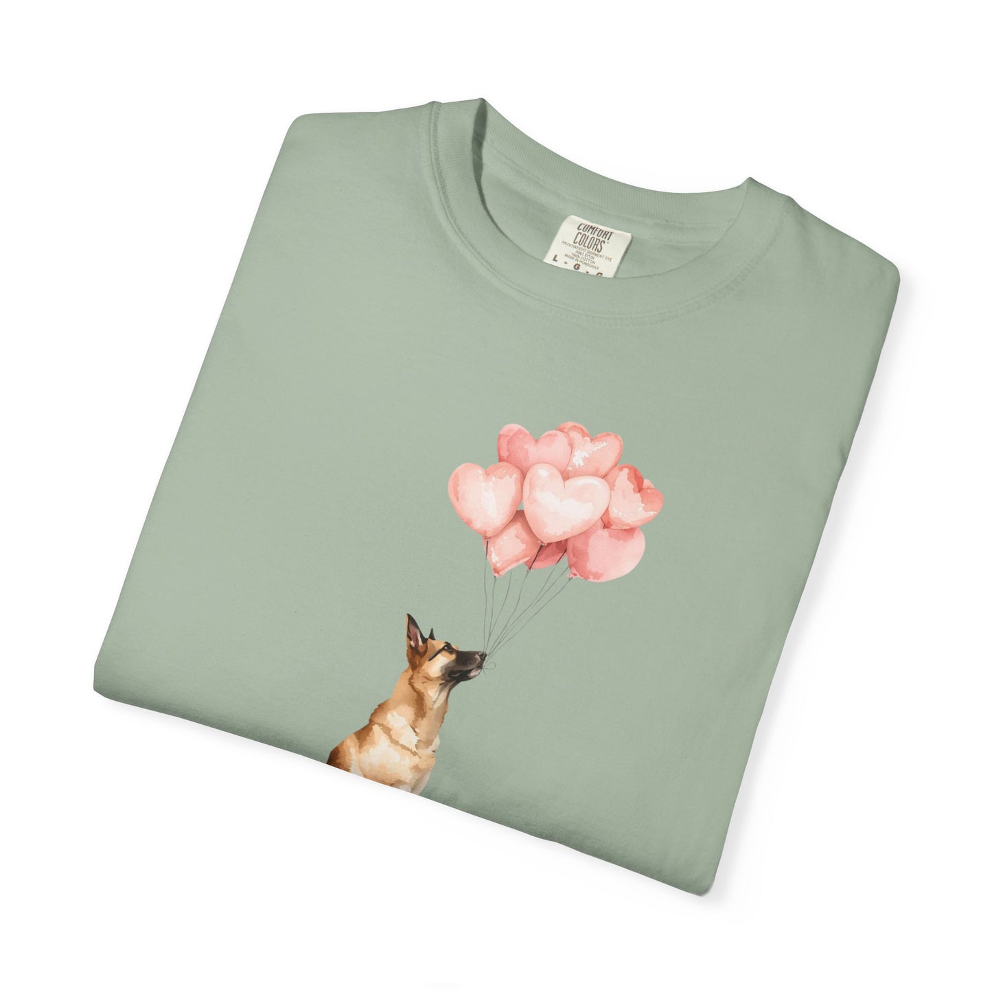 Belgian Malinois with Heart Balloons Comfort Colors Tee