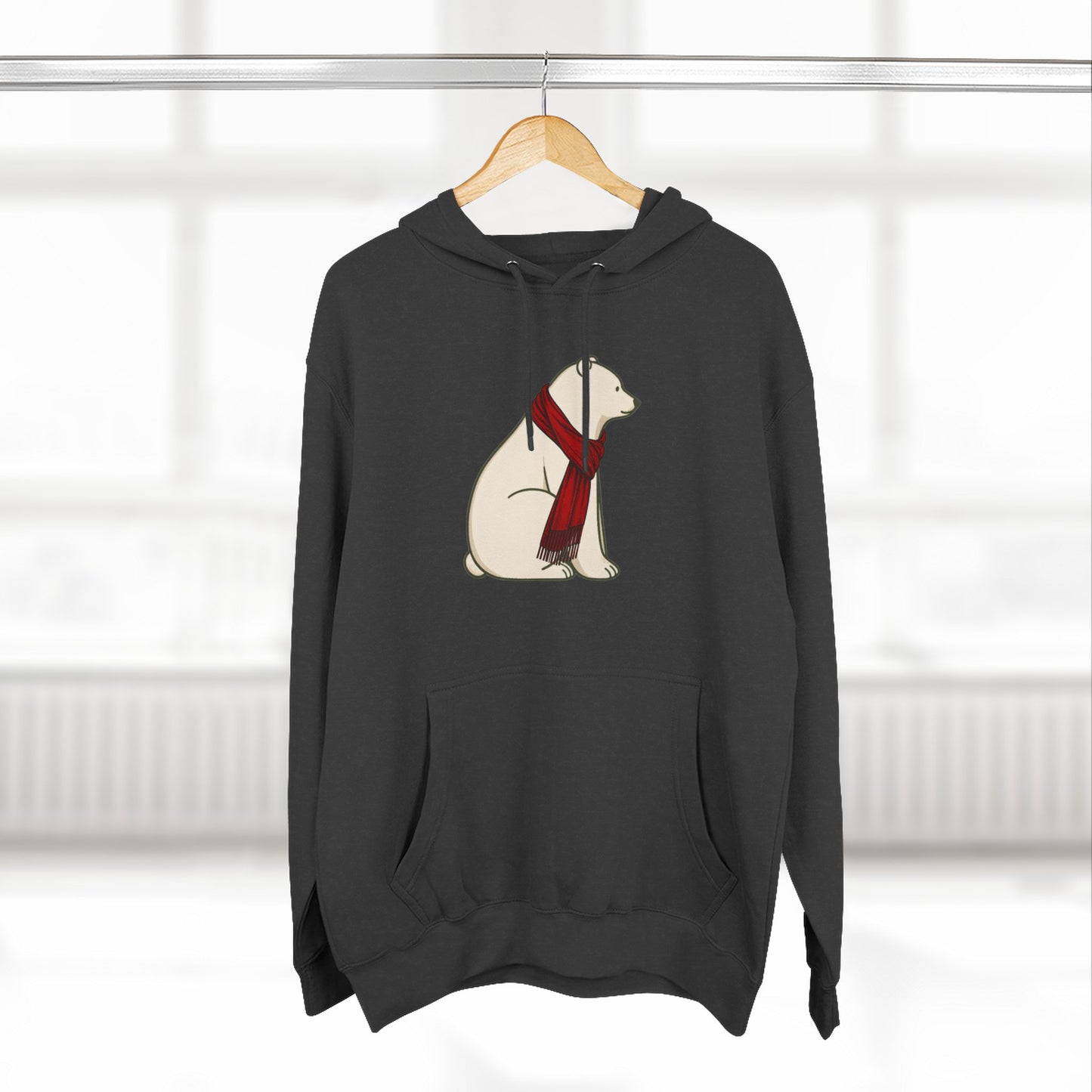 Polar Bear Scarf Hoodie | Cozy Winter Bear Sweatshirt