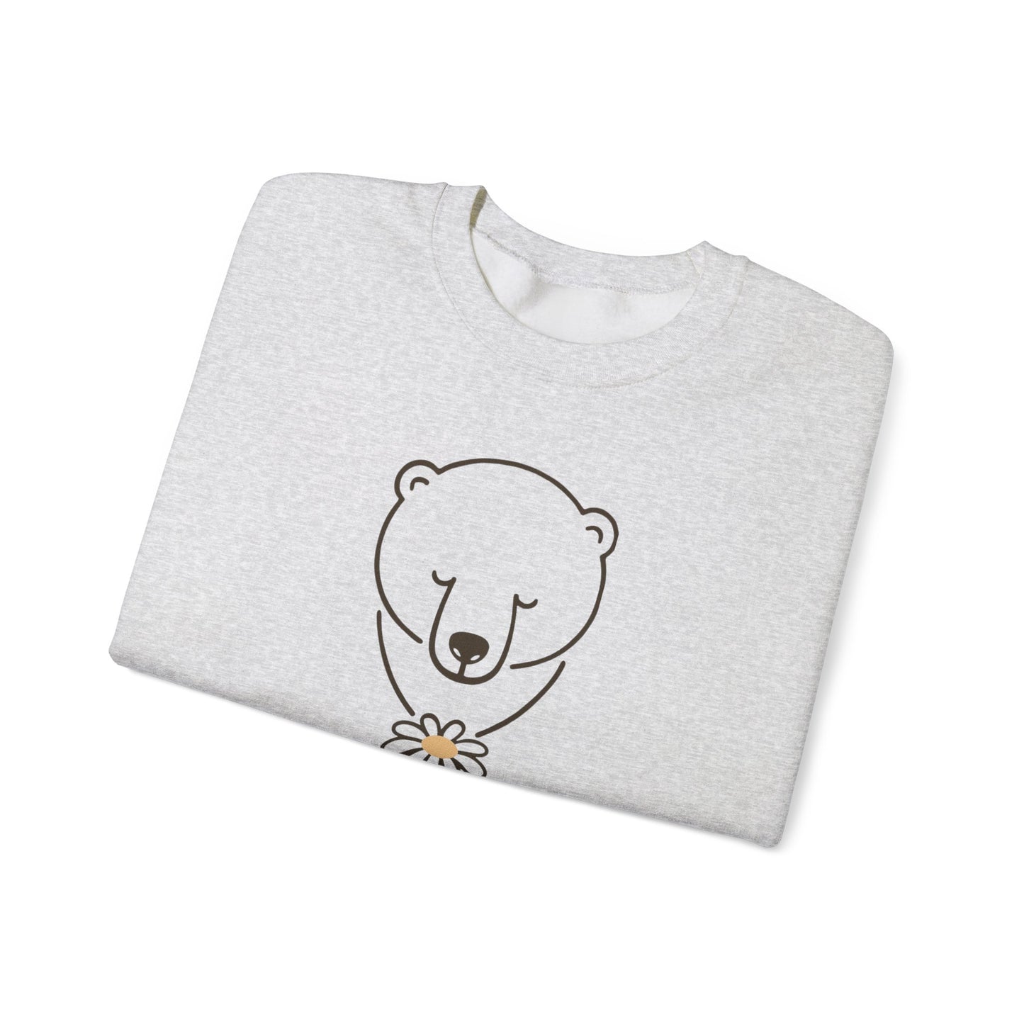 Polar Bear Wildflower Sweatshirt | Minimalist Nature Graphic